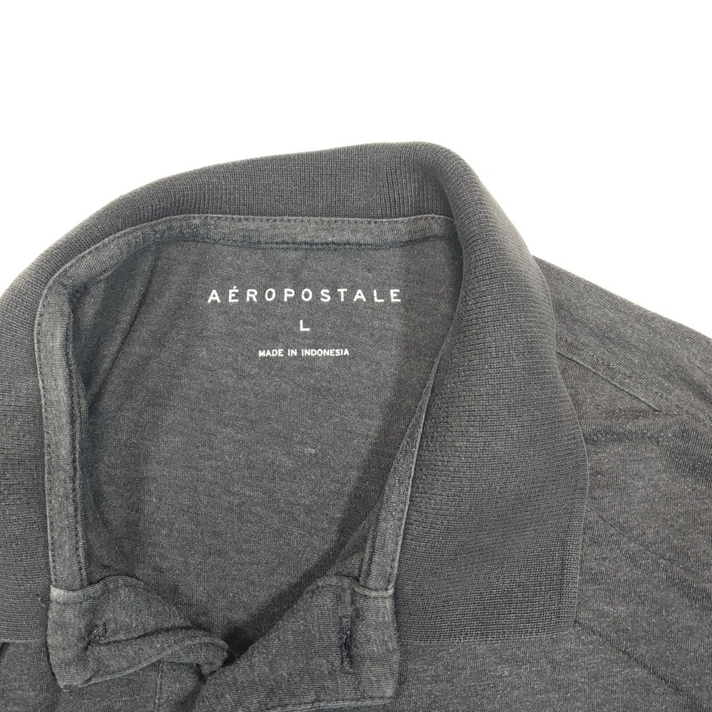 Aéropostale Polo Shirt Mens Large Gray Short Sleeve Cotton Embroidered Logo - Picture 3 of 9